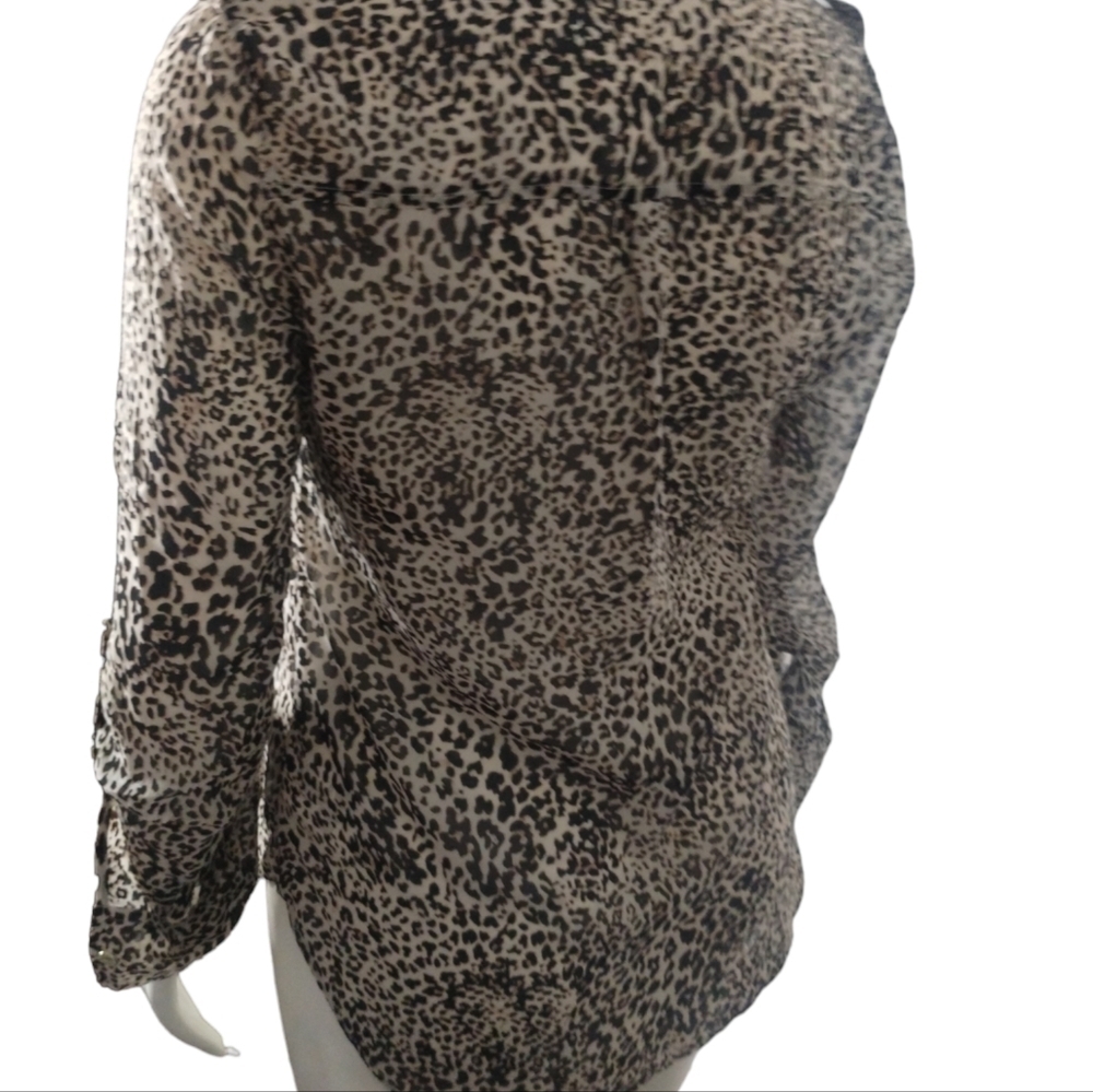 G by Guess Sheer Leopard‎ Print Blouse Women's Medium Pullover
